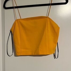 Yellow Spaghetti Strap Crop Top